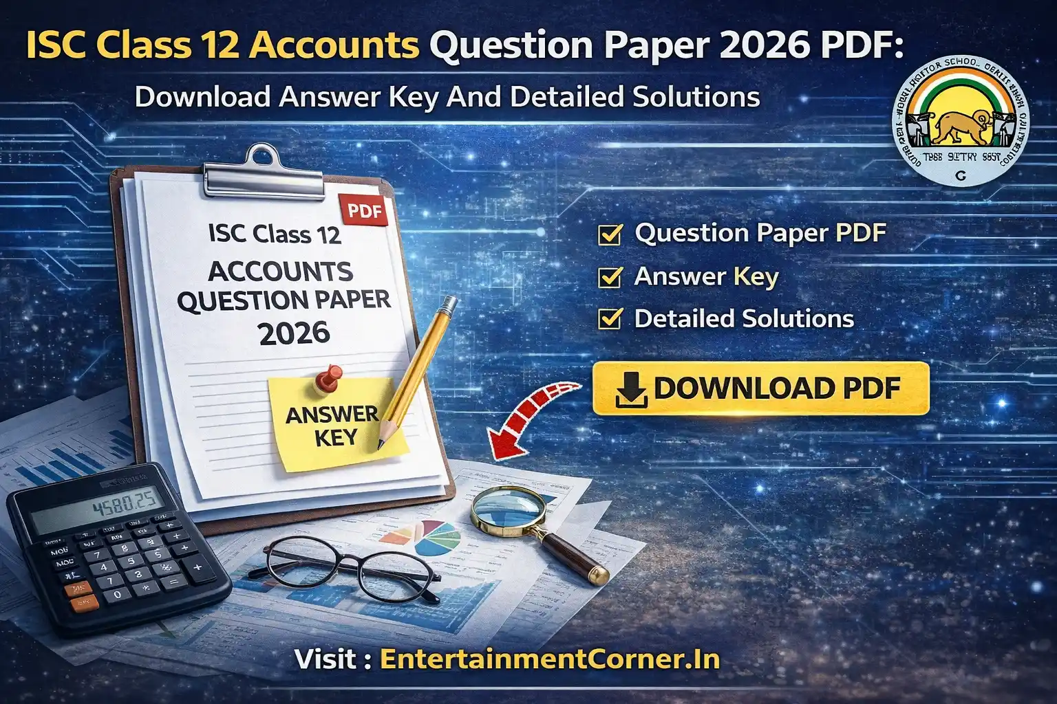 ISC Class 12 Accounts Board Exam Question Paper 2026 PDF Download