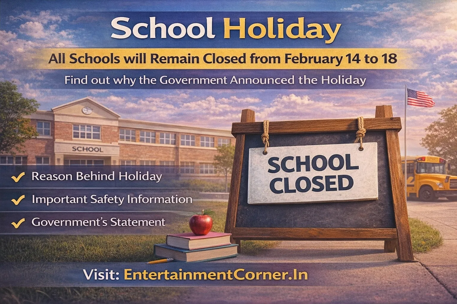 School Holiday February 14 to 18 Government Notification Announcement